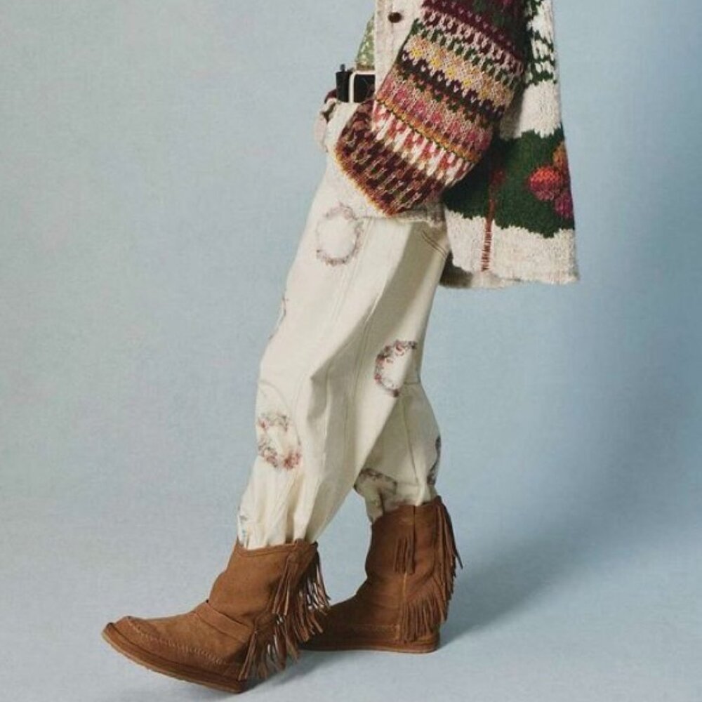 FRYE Fringe Suede Brown Parker Lace-Up Boots 8 Streetwear Boho granola western - Picture 7 of 13